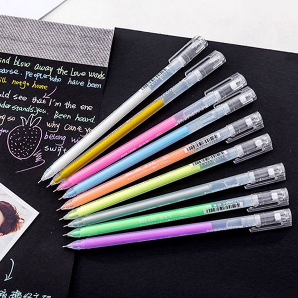 

0.6mm white ink color p album glitter gel pen stationery office learning cute scrapbooking pen pen gift for kids, Black;red