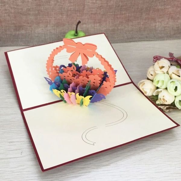 

цветочные корзины лазерная резка киригами 3d всплывающие поздравительные открытки diy карты ручной работы творческий день благодарения подар