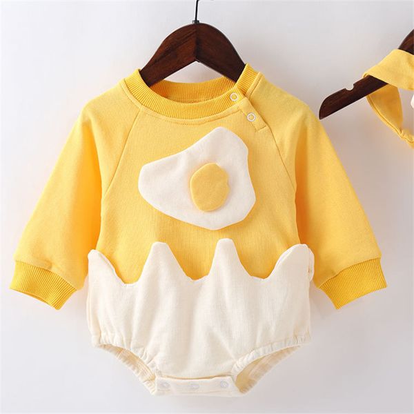 

new autumn cute cartoon style 2pc and winter warm clothes yellow cute children's pouch egg romper + exquisite hair band, Blue