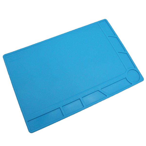 

34x23cm heat insulation silicone pad desk mat maintenance platform soldering,blue