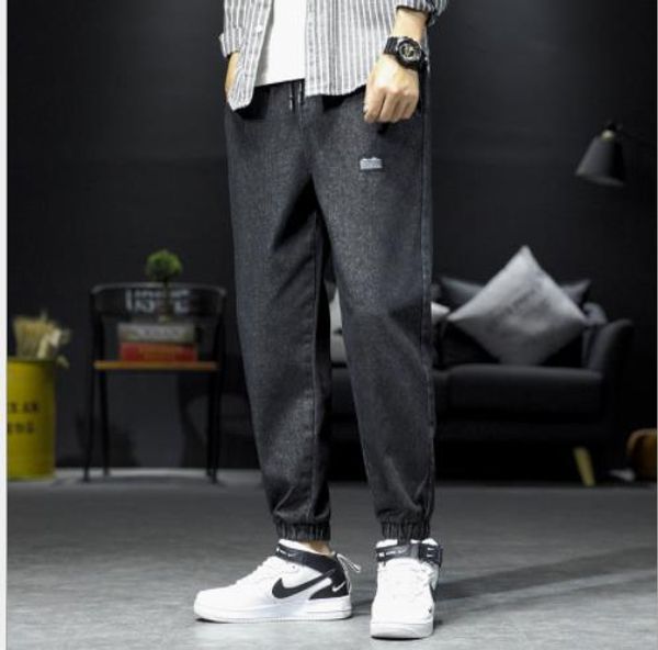 

мужские джинсовые брюки карандаш брюки сыпучие styledenim slim fit джинсы мужские джинсы joggers тощий моды брюки повседневный стиль, Blue