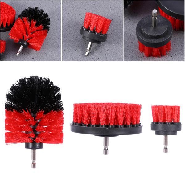 

3pcs nylon drill car cleaning brush attachments power scrubber brush kit for tile grout flooring brick ceramic marble bathroom