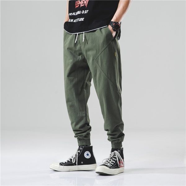 

loose fit cotton solid patchwork harem pants men 2019 autumn hip hop casual joggers trousers male fashion swag pants streetwear, Black