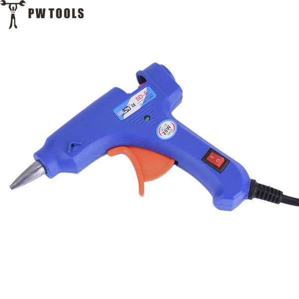 

20w ac 110~220v electric glue gun stainless steel nozzle industrial mini glue guns ptc fast heating for 0.7cm sticks eu us plug