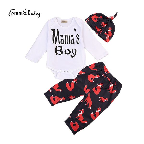 

newborn infant baby boys letters printed long sleeve bodysuit pants hat 3pcs caual outfits set 0-18m pjs clothes, Pink;blue