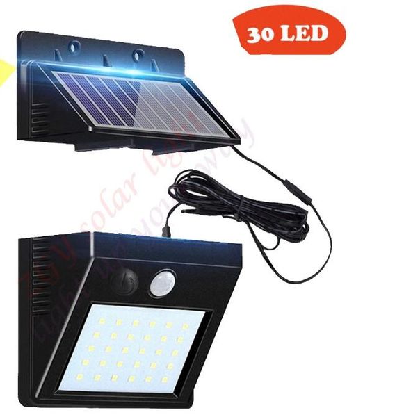 

30led street light split lamp home solar garden lamp 5m cable solar sensor light outdoor human body induction wall lamp 2pcs