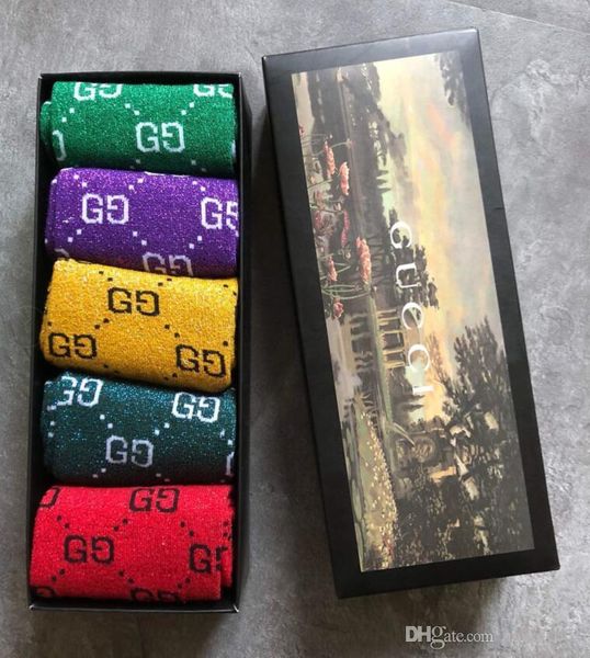 

With retail Box Famous G Socks stockings for Women Fashion Designer Ladies Antibacterial Cotton Luxury Brand Sport Sock 017