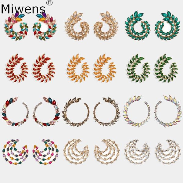 

miwens ins trendy multicolor crystal circle earrings for women rhinestone gift statement round stud earrings ear jewelry, Golden;silver