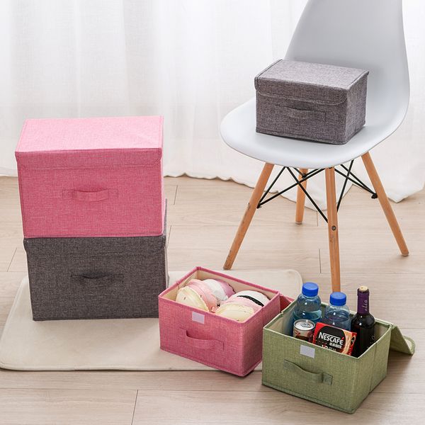 2019 Cotton Linen Fabric Folding Storage Box Kids Toy Organizer