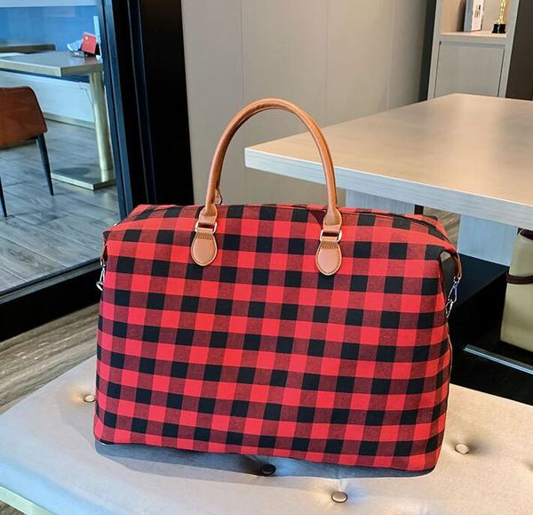 

handbag red black plaid bags large capacity travel tote with pu handle sports yoga totes storage maternity bags gym bag/6