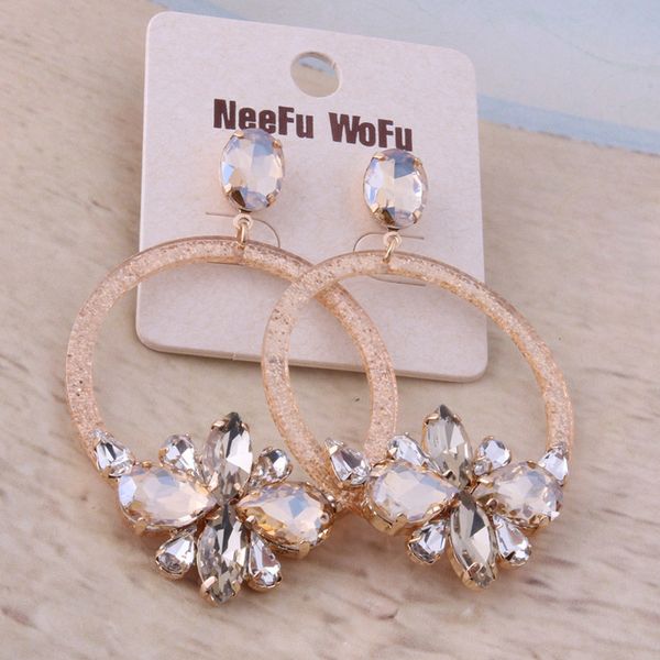 

neefu wofu drop fashion glass earrings brand crystal big earring flowers large long brinco oorbellen christmas gift wholesale, Silver