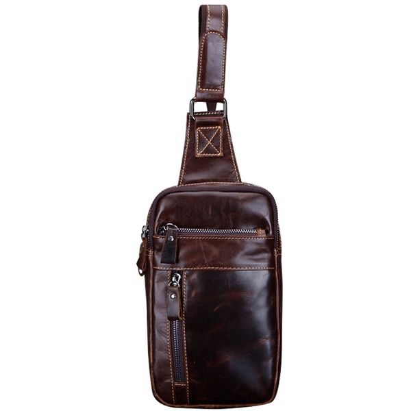 

moxi men fashion genuine leather chest sling packs shoulder cross body bag packs oil wax cowskin travel waist