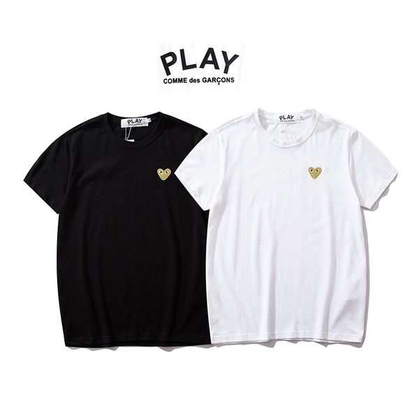 

Play yu kawakubo 2019 new fa hion de igner t hirt cla ic gold thread embroidery love pattern cotton men and women t hirt