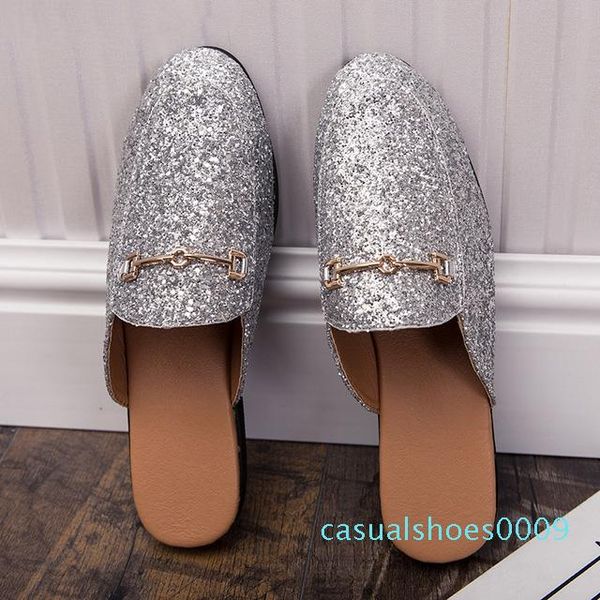 

half shoes for men glitter shoes slipper men shoes slippers casual mule masculino scarpe uomo schoenen mannen sepatu pria kapcie c09, Black
