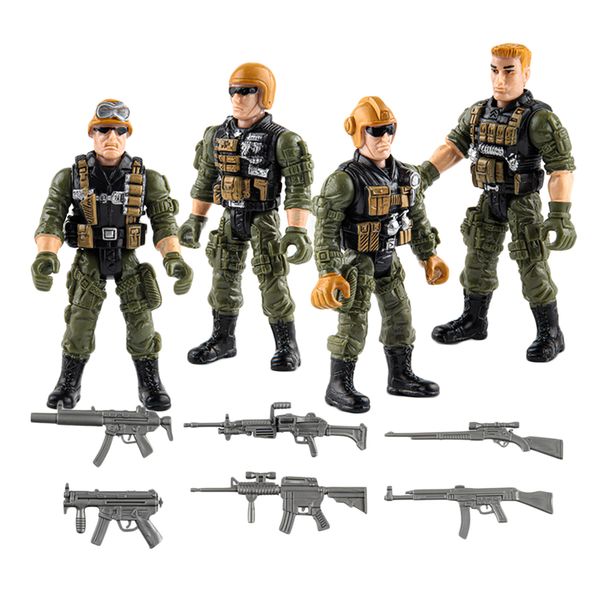 

4pcs moveable joints army soldiers toys military model playset home decoration