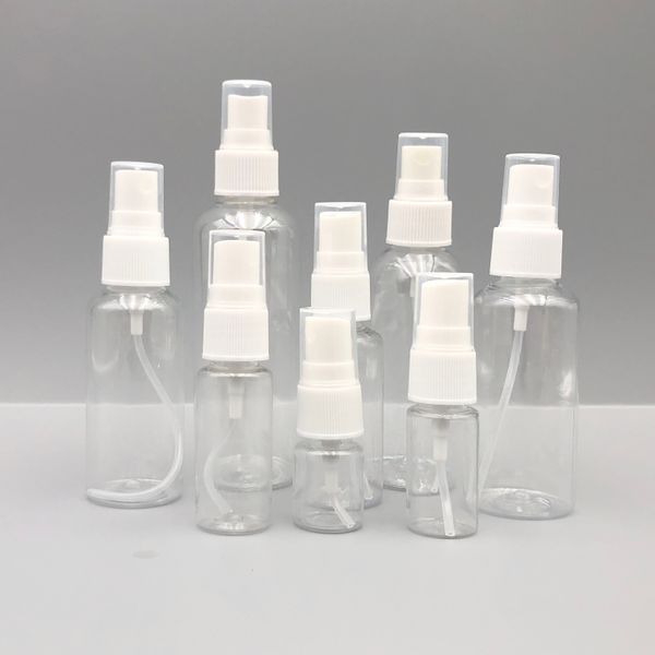 10 ml / 15 ml / 20 ml / 30 ml / 50 ml / 60 ml / 80 ml / 100 ml Flacone spray trasparente vuoto Bottiglie trasparenti riutilizzabili per nebulizzazione fine Bottiglie contenitore per atomizzatore di profumo