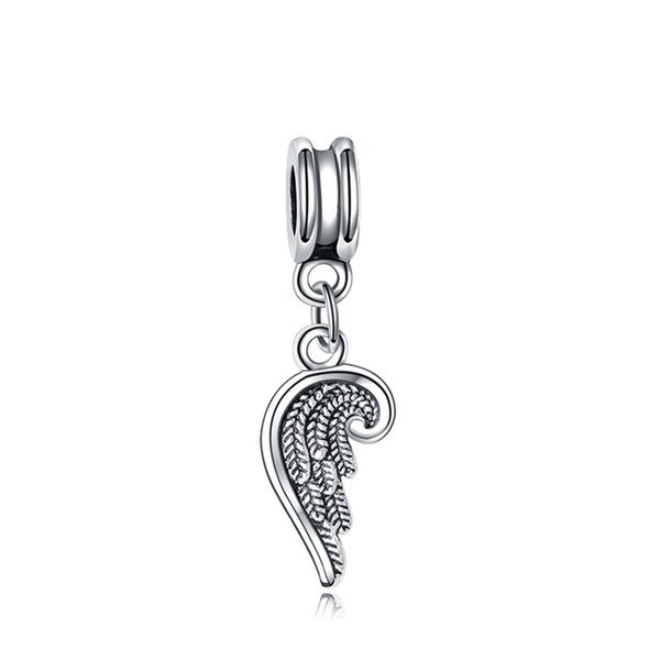 

feather dangle charm bead fashion women jewelry stunning design european style fit for pandora bracelet panza004-40, Bronze;silver