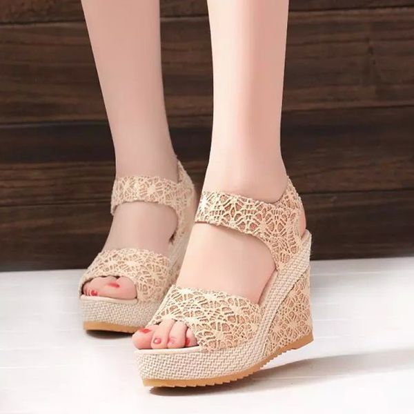 

platform wedges women shoes 2019 fashion high heels casual shoes woman sandals female golden pumps plus size zapatos de mujer, Black