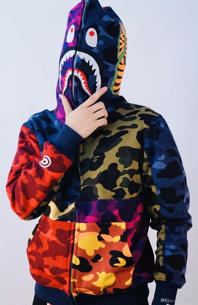 

Autumn winter men 039 hip hop camo treetwear hoodie men women color matching hark head fleece weater hoodie, Black