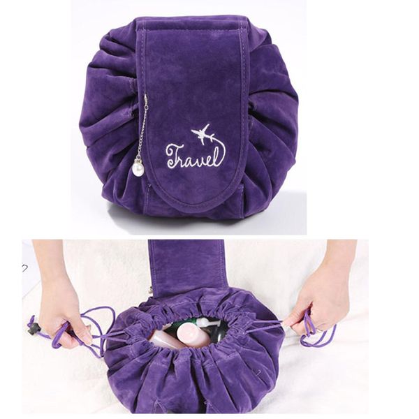

corduroy lazy drawstring cosmetic bag large capacity travel portable make up bags