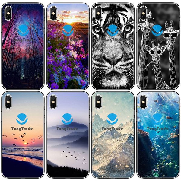 

tongtrade] soft silicone tpu case for iphone x xs 11 pro max 8 7 6s 5s plus samsung note 10 pro a90 animal cartoon landscape cover case