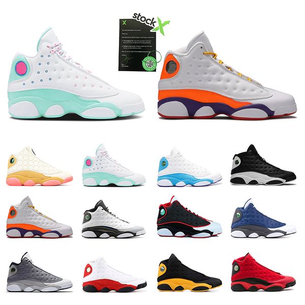 

aurora green playground 13s stock x jumpman 13 men basketball shoes bred cap and gown flint court purple sport sneakers