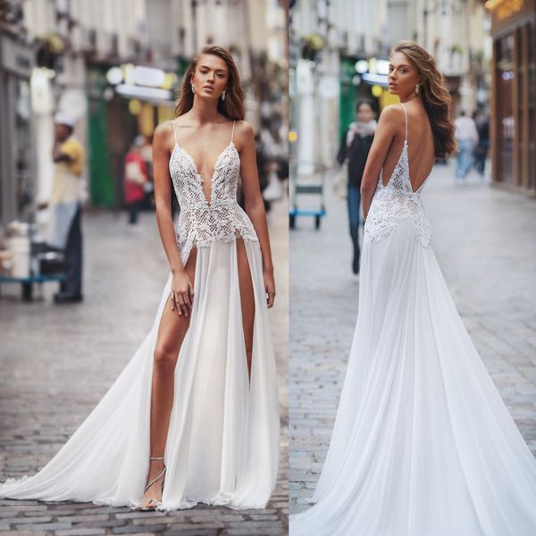 

elihav sasson свадебные платья бретельках кружева аппликации свадебные платья sexy high side split backless поезд стреловидности a-line свад, White