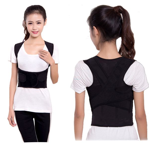

xxxl back shoulder support brace straightener posture corrector sports vest back support belt correction for scoliosis, Black;gray