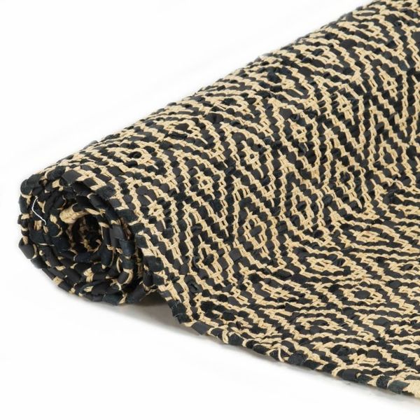 

handwoven chindi-teppich leather cotton 80x160cm black wall stickers