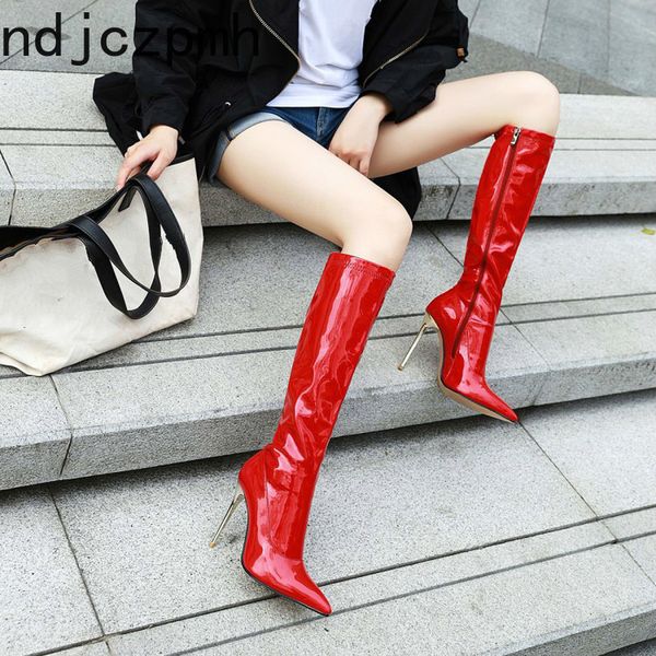 

women's boots the new winter fashion pointed zipper high heel high tube women's shoes plus size 34-48 heel height 10cm black