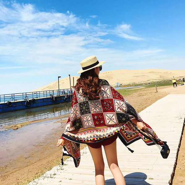 

pashmina for women 2018 brand new fashion lady shawls spring and summer beach wraps national bohemia style cotton scarf wholesale lsf052, Blue;gray