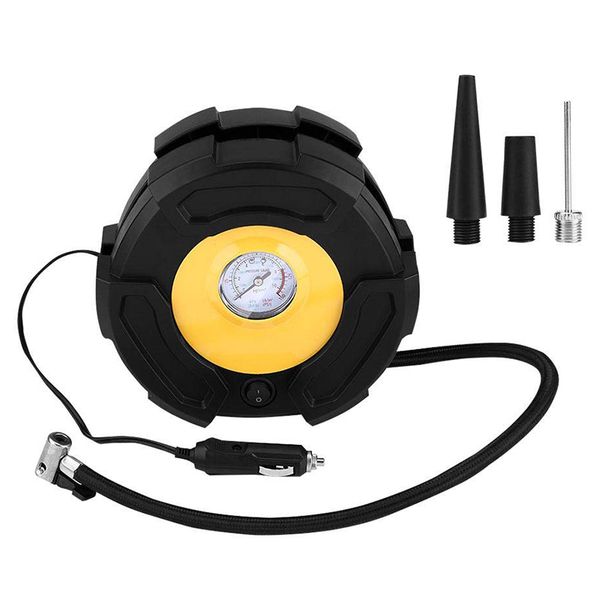 

car tire inflator,12v portable car tire inflator air compressor pump 100 psi with 3 nozzles for bike ball boat