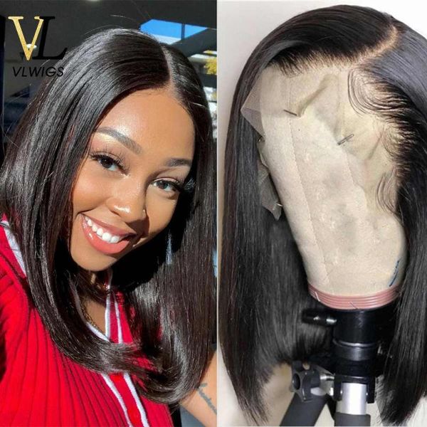 

vlwigs 13*6 lace frontal human hair wigs bob wig and black women natural color brazilian virgin remy hair vl30, Black;brown