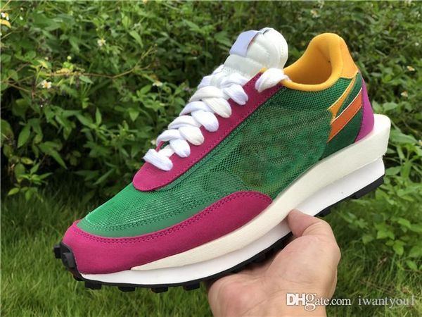 

authentic sacai x ldv waffle ldwaffle daybreak men women running shoes pine green clay orange del sol-sail bv0073-301 with box 5-12