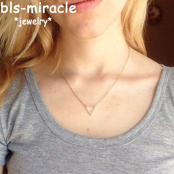 

vintage triangle pendant necklaces for women simple gold sliver color chains necklace statement party gifts, Silver