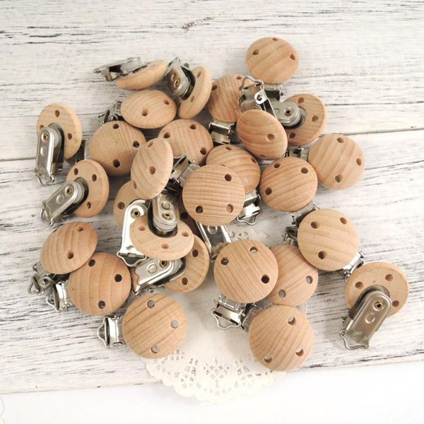 

whole sale beech wood pacifier clip paci clip natural wood three breath hold baby toy holder clips ea293