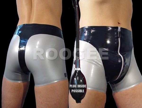 

fashionable rubber shorts for men (not including black plug, Black;white