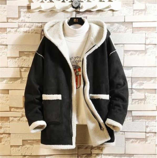 

solid color long sleeve hooded homme clothing fashion style casual apparel 5xl mens winter desinger warm jackets, Black;brown