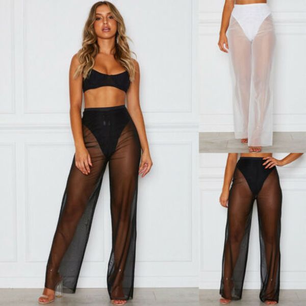 

конструктор леггинсы женские дизайнерские брюки лето женщин пляж sexy mesh sheer высокой талией брюки обложка руно up расклешенных брюках dr, Black;white