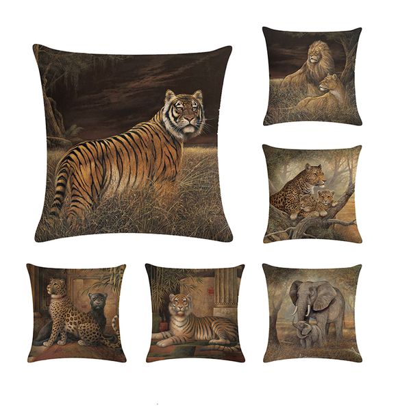 

слон полиэстер подушка обложка flamingo тигр лев собака животных главная декоративные подушки обложка геометрия рок zy246