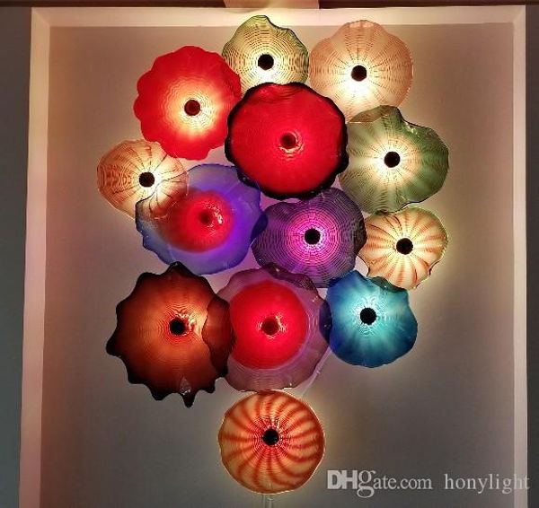 

beautiful hand blown glass hanging plates wall art for home decor many colour combinations murano flower glass plate wall art