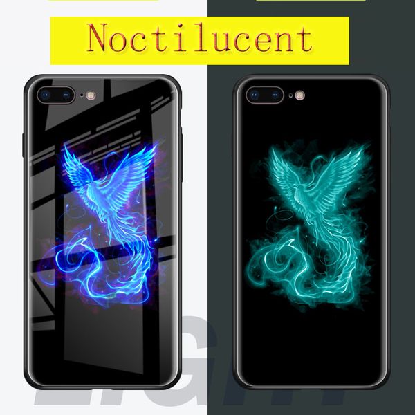 

slim cartoon crane brid phoenix fashion glossy mirror luminous shockproof phone case for iphone 11 pro/x/xs/xr 8/7/6 plus