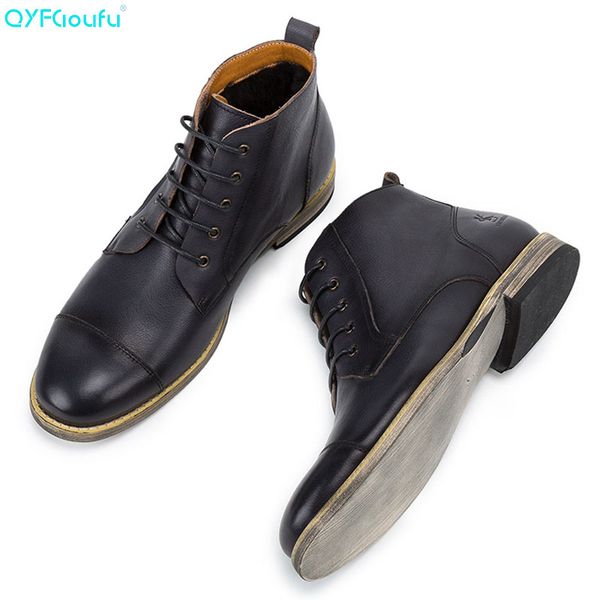 

qyfcioufu 2020 осень мужчины boots урожай brogue колледж стиль мужская обувь повседневная мода шнуровке ботильоны for man black brown