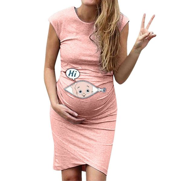

pregnant women short sleeve party casual dress maternity summer short dresses, White