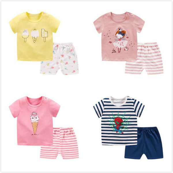 vendite calde Abiti firmati per bambini Ragazze Summer Cartoon Shark New Born Baby Boy Fashion Abbigliamento Abiti Baby Girl Set di abbigliamento casual