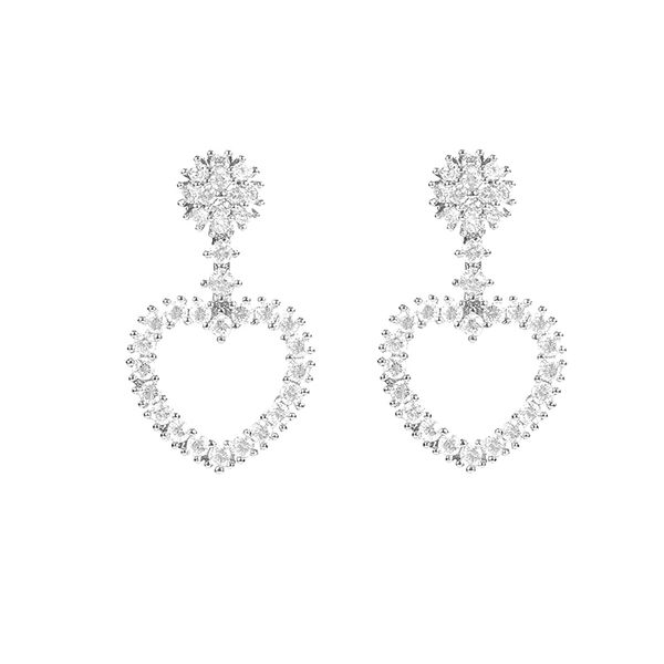 

new design cubic zirconia heart stud earrings for women fashion forever love cz micro pave dangle earring weeding party jewelry gift, Golden;silver