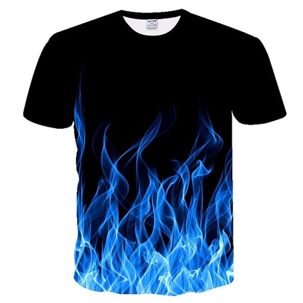 

dressing2020 2020 new blue flaming tshirt men women t shirt 3d t-shirt black tee casual anime camiseta streatwear short sleeve tshirt, White;black