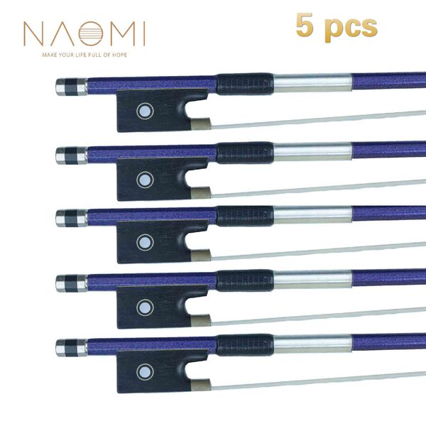 

naomi 5 pcs violin bow 4/4 carbon fiber violin bow carbon fiber bow well balance horse hair violin accessories -blue