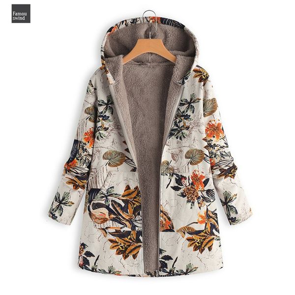 

пальто женщин пальто теплый outwear цветочный принт с капюшоном карманы урожай негабаритные зимний женский casual outwear плюс размер nov21, Black;brown