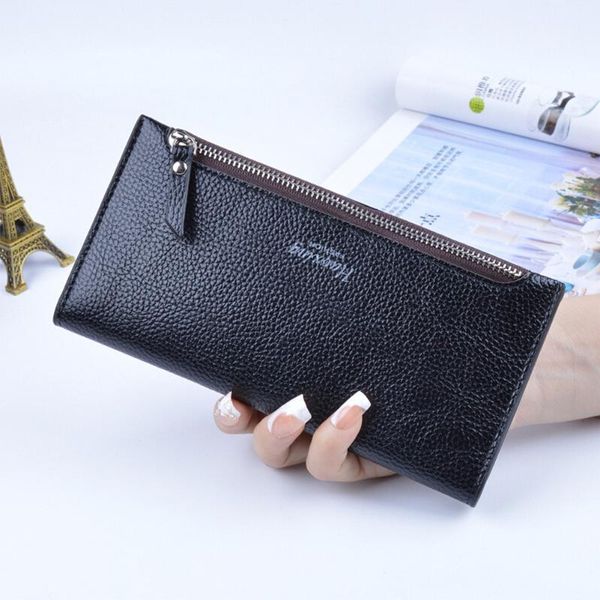 

long women wallet pu leather purse zipper clutch wallet female purse for lady multi-function card holder cellphone bag new, Red;black